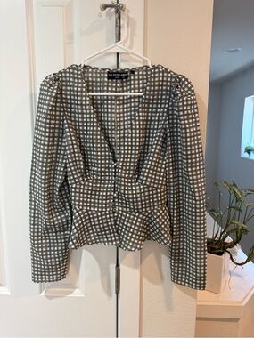 The Fifth Label Black & White Check Peplum Top